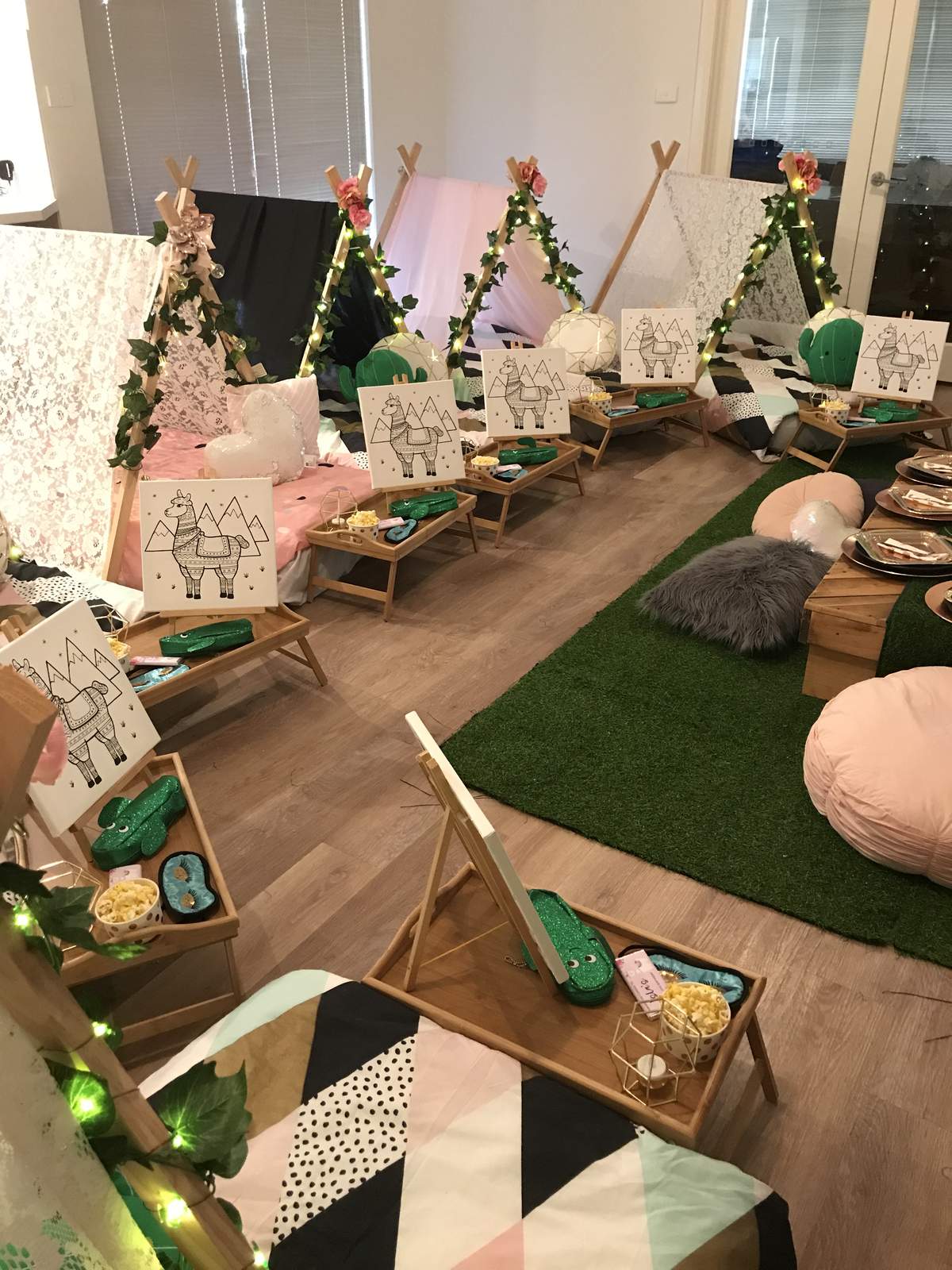 No Drama Llama Sleepover  - Llama teepee sleepover 