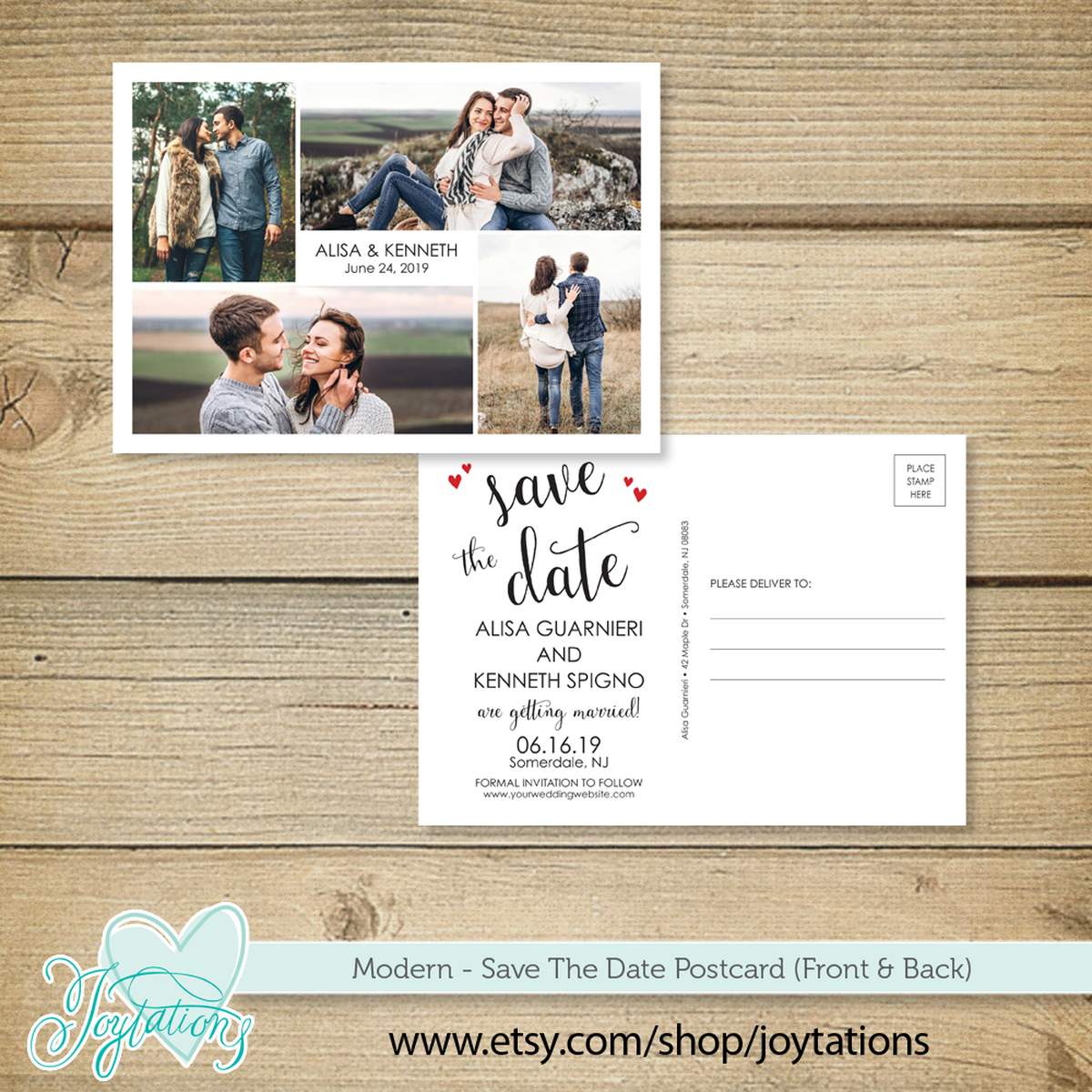 Save The Date Card - Modern Hearts