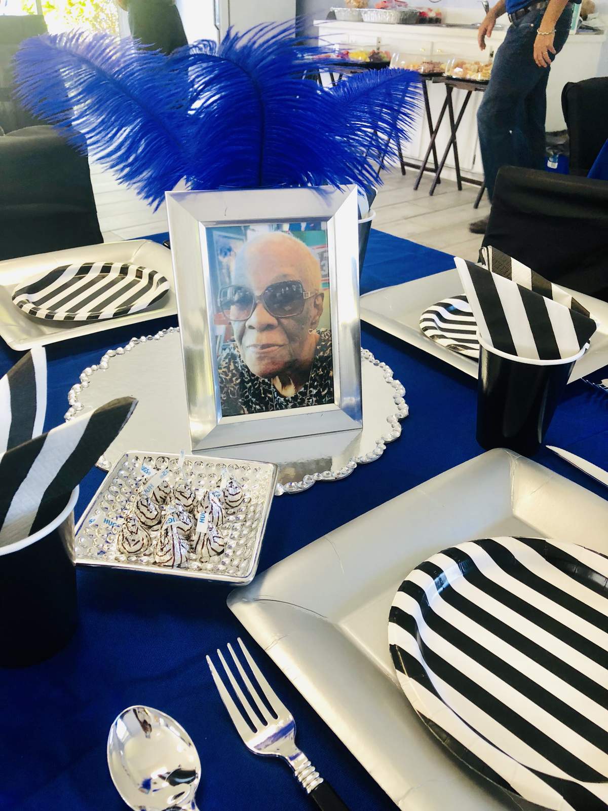 85 and Fabulous  - Silver blue black and white