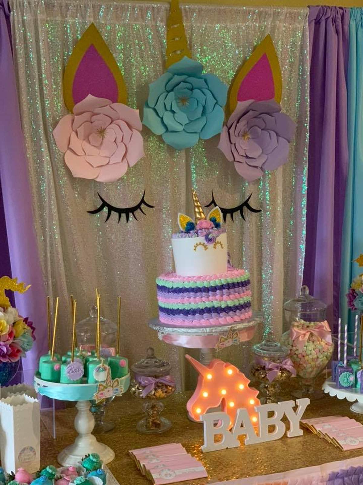 Unicorn Theme Baby Shower Baby Shower Party Ideas Photo 1 of 18