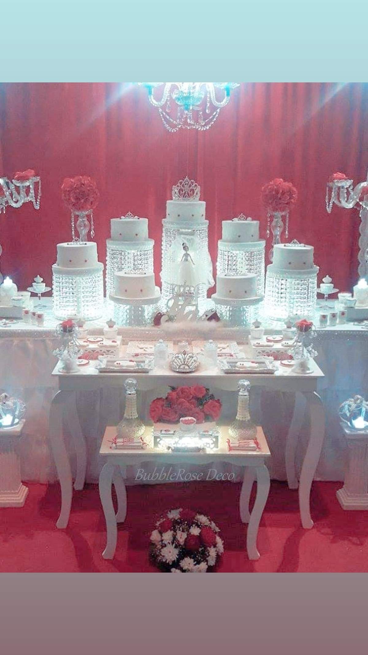 Crystal and Red Roses Quinceanera - Sparkly Crowns birthday