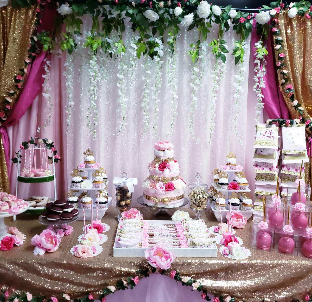Flowers & Gold Baby Shower - Flowers, Pink amd Gold