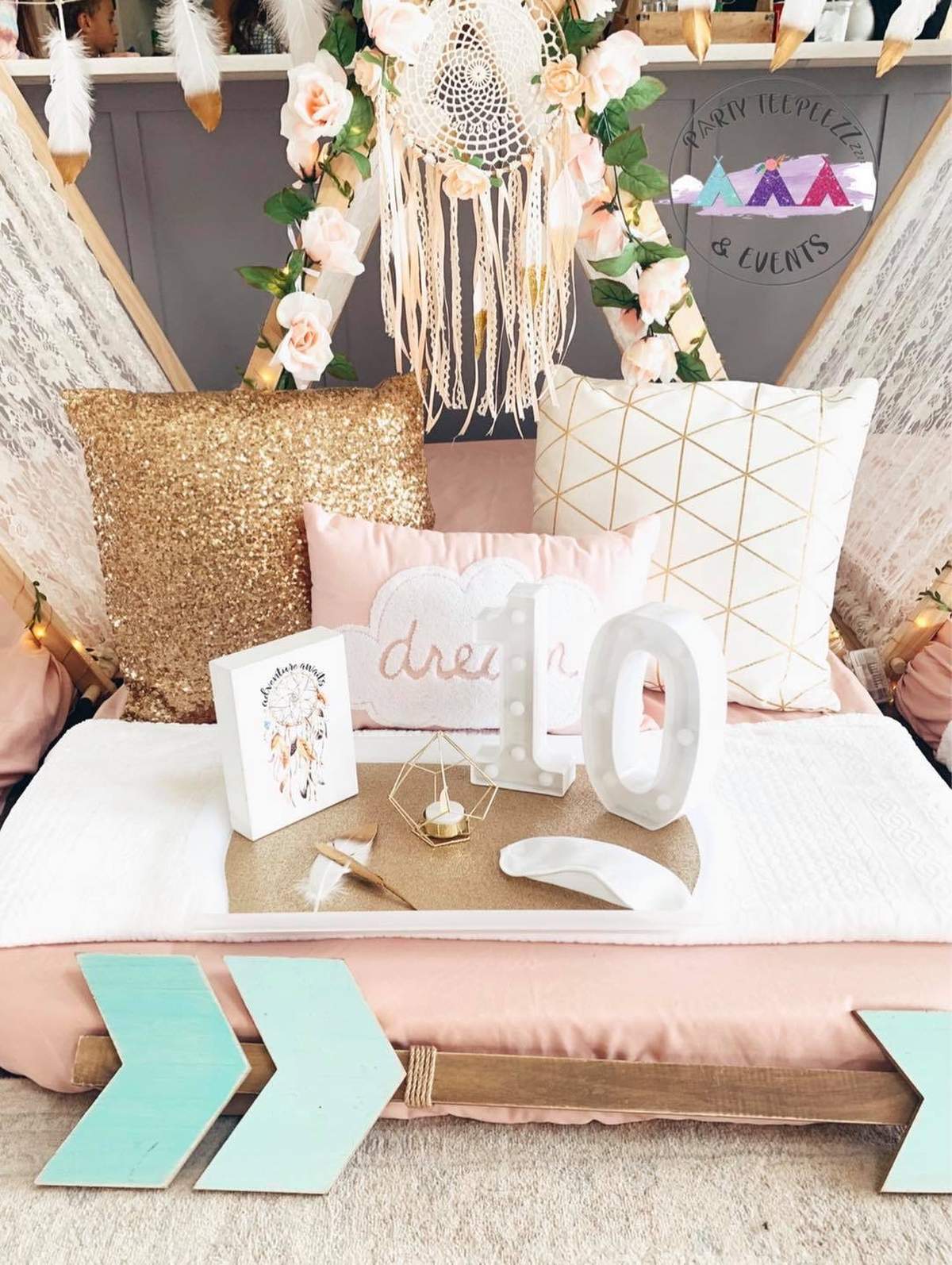 Kennedy’s Turning 10 Glamping Slumber Party - Boho Tribal Chic 