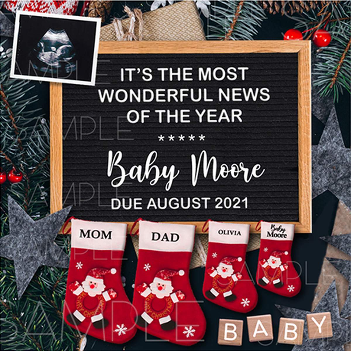 Digital Pregnancy Announcements  - Christmas Winter