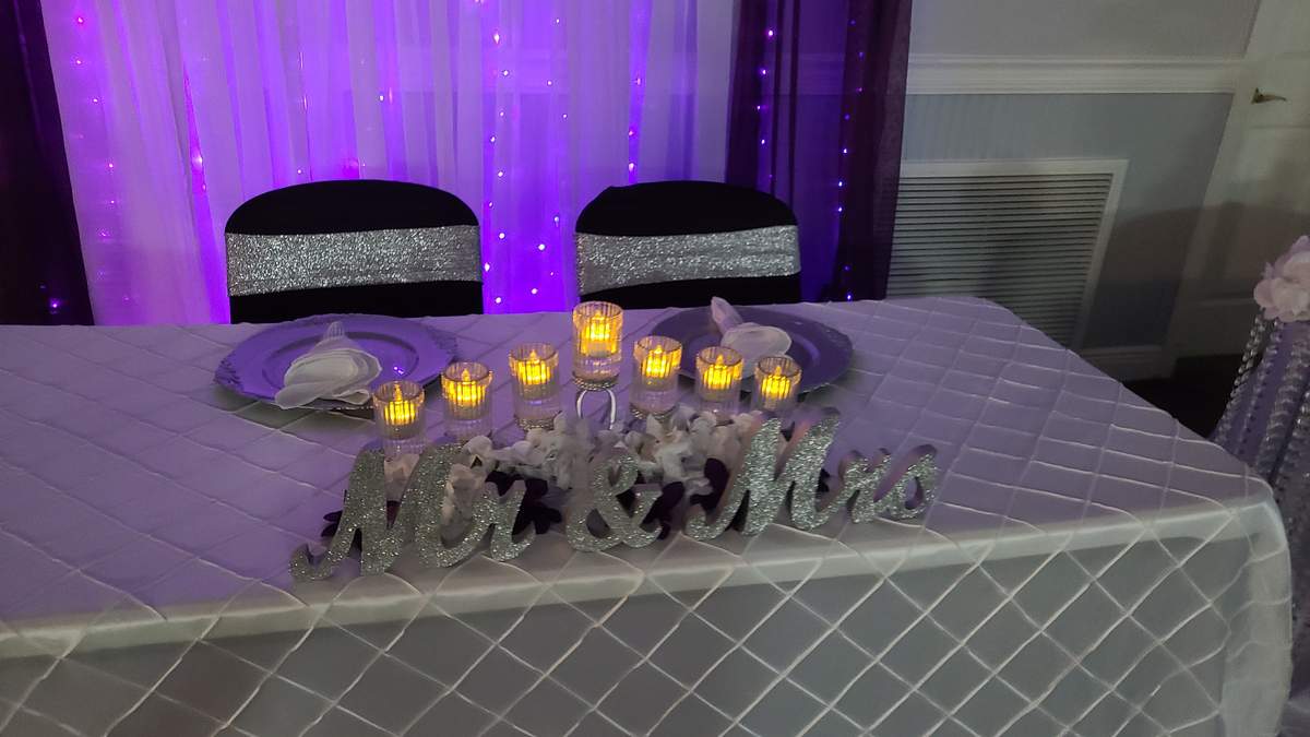 A & T Wedding - Plum Silver & White