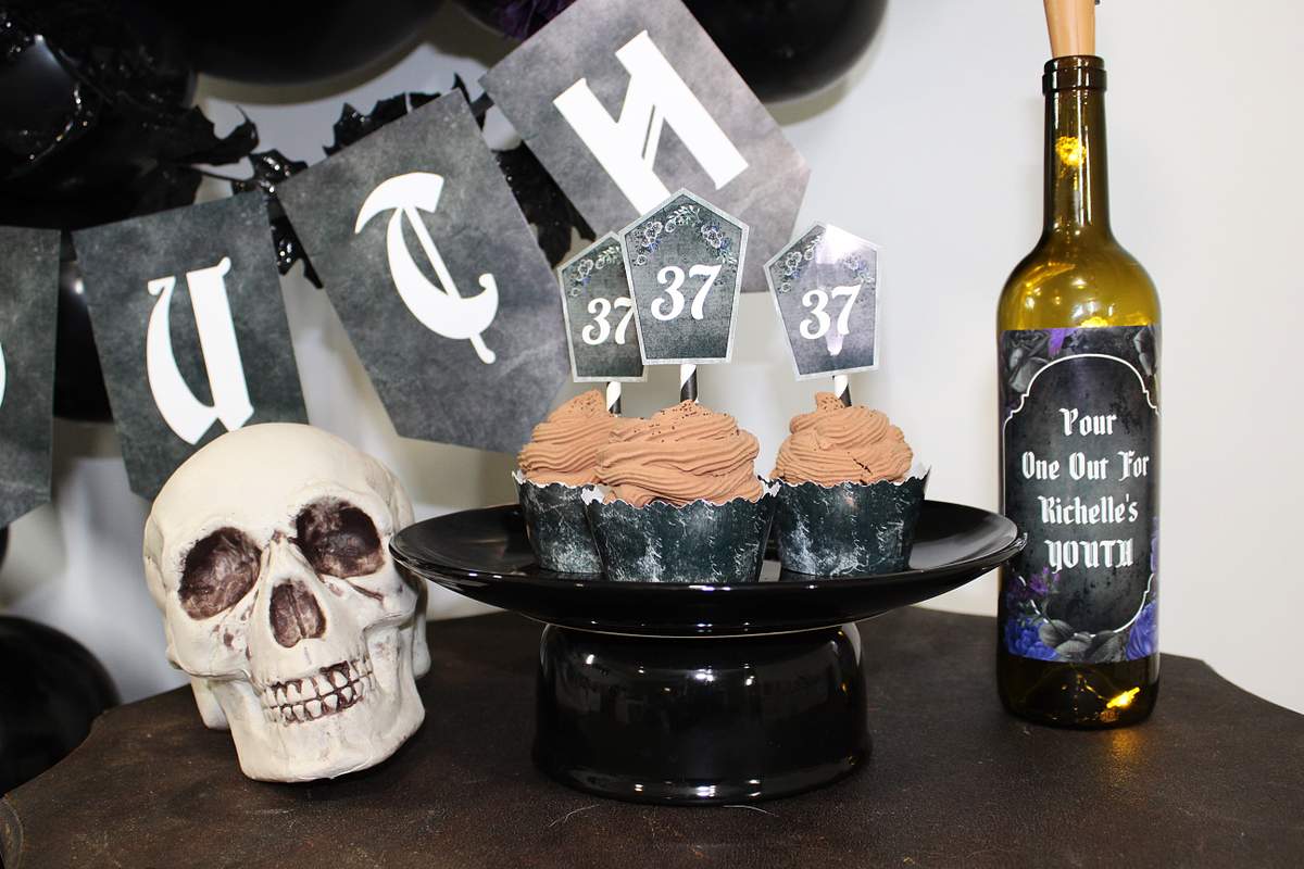 Wednesday Inspired Funeral Party Birthday Party Ideas Photo 1 of 11