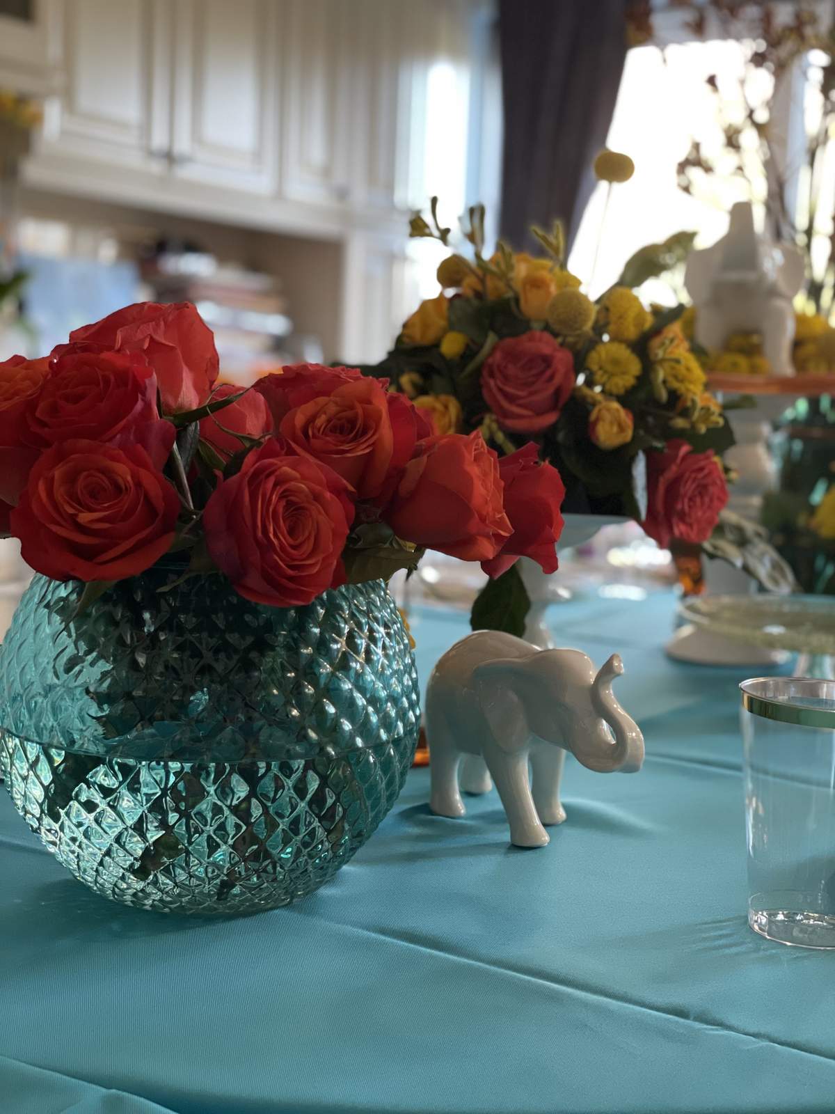 Turquoise and Orange Elephant Birthday - Elephants