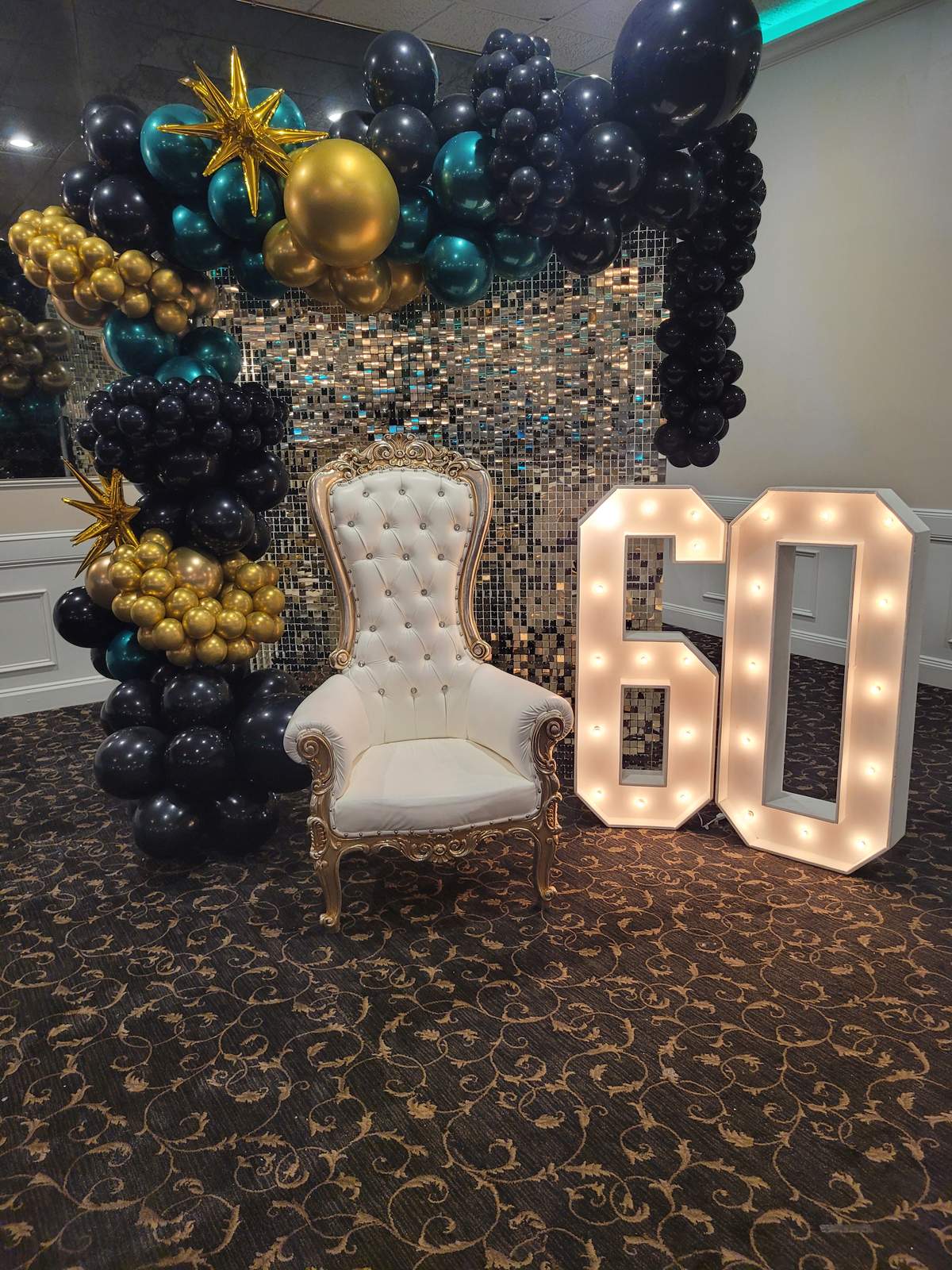60th Birthday Party - Black, Gold and Emerald