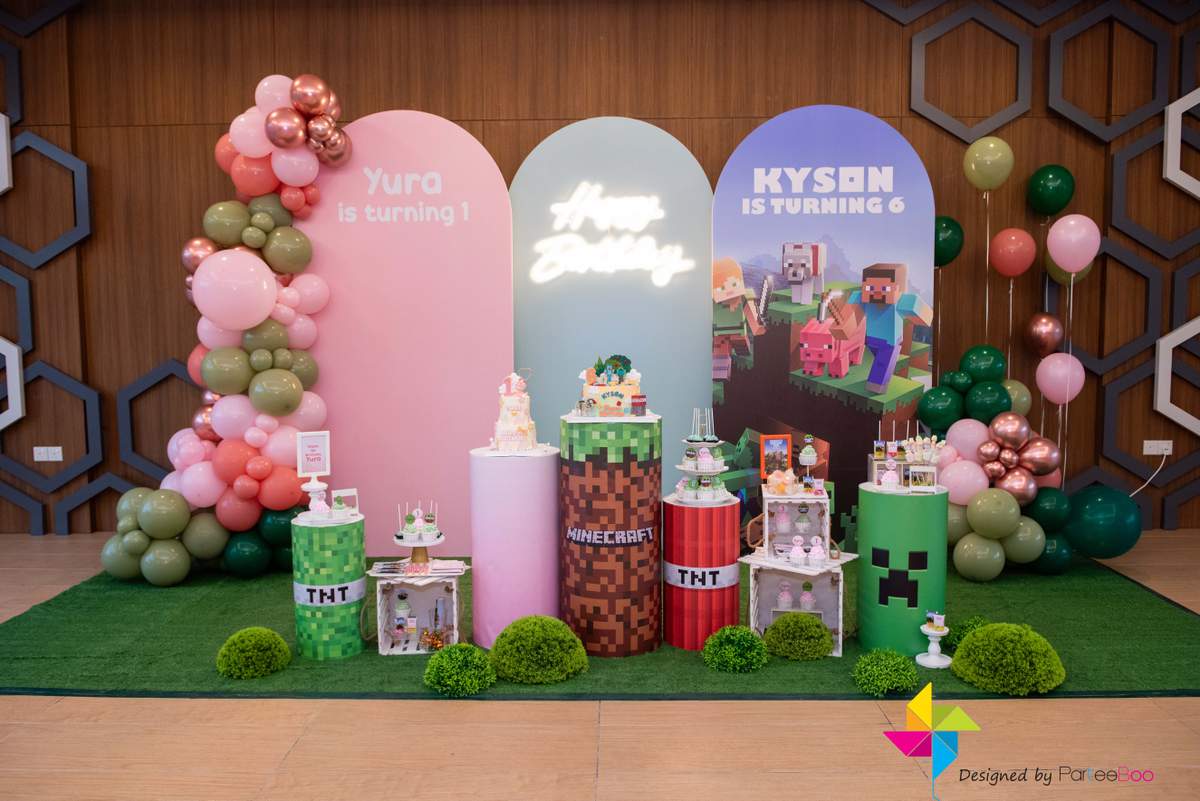 Minecraft Siblings Birthday Party - Minecraft