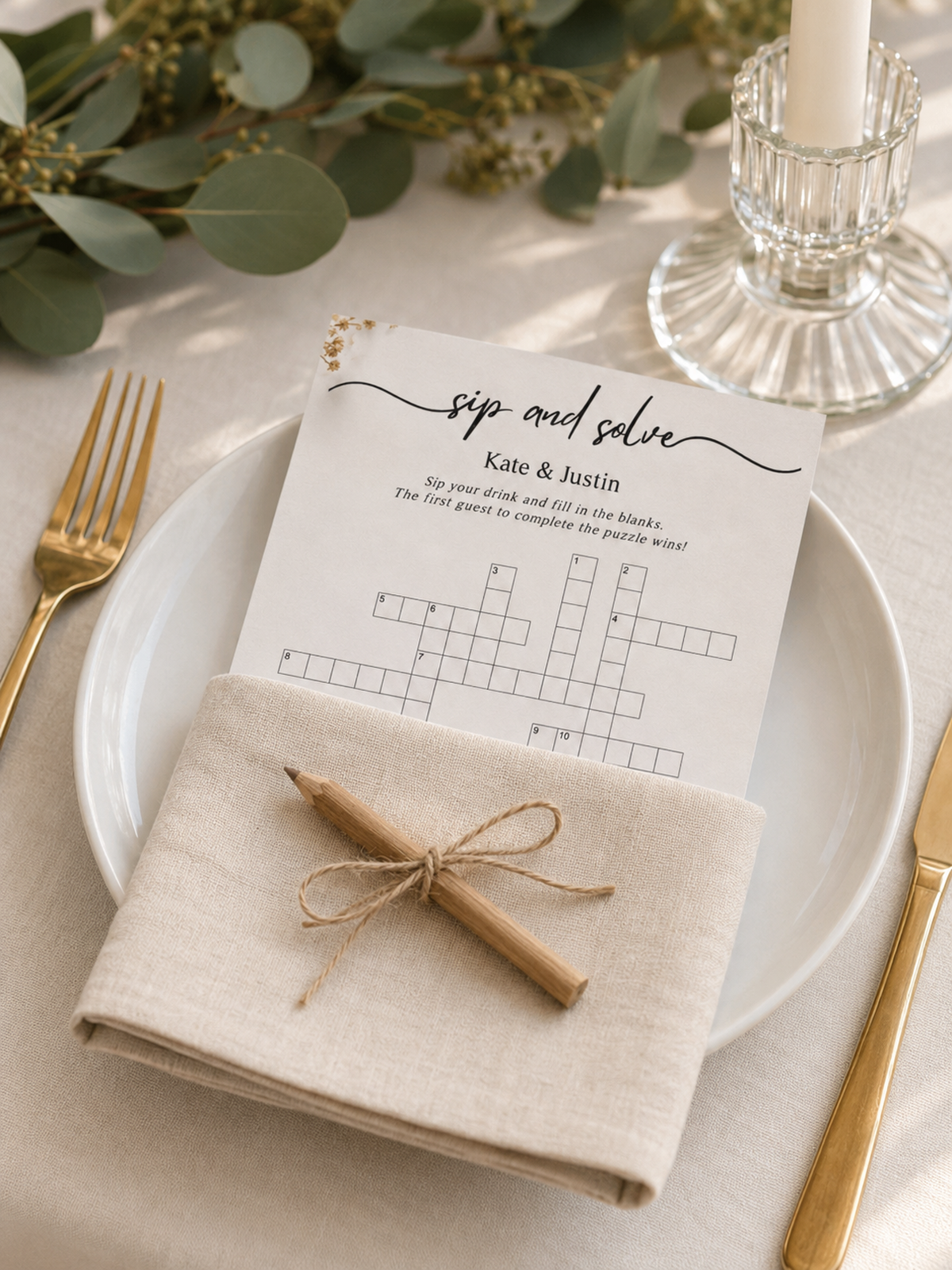 Personalized Wedding Crossword Reception Table - Wedding Crossword