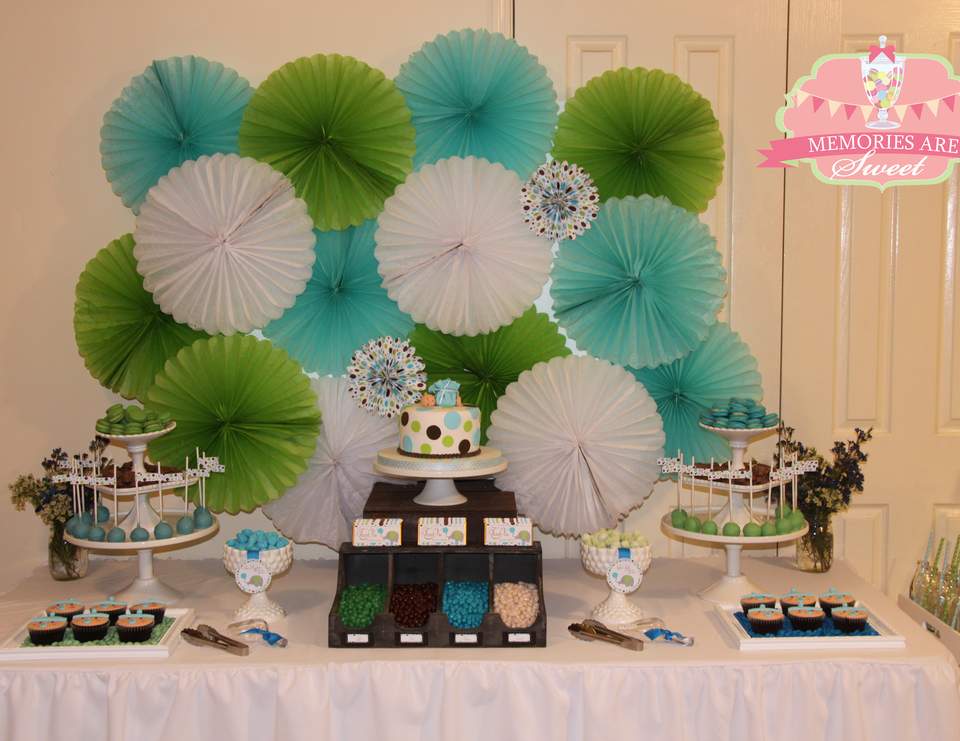 Brown Green Blue Polka Dots Baby Shower Polka Dot Baby