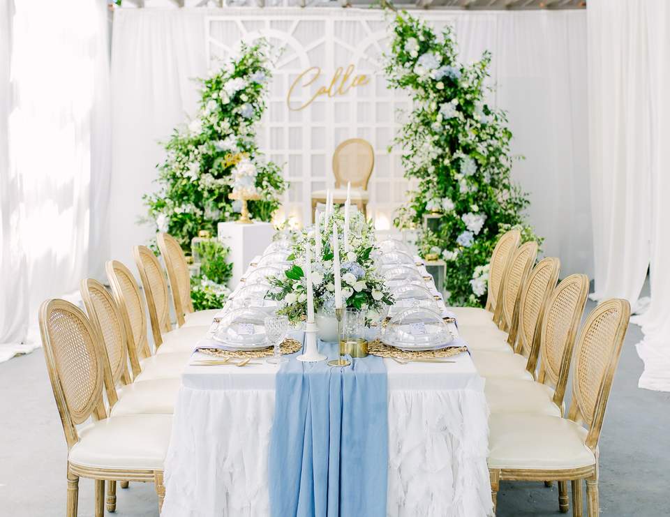 Floral / Baptism "Callie's Intimate & Elegant Dusty Blue with Gold