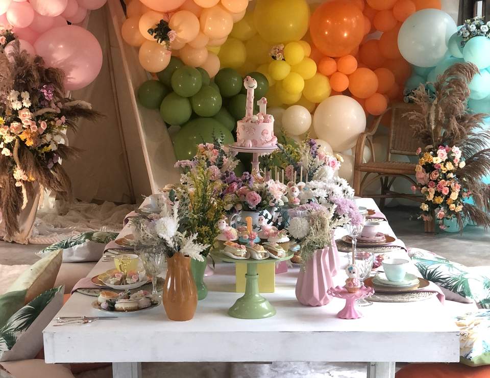 Girly Dino Tea party  - Girly Dino 1st Birthday 
