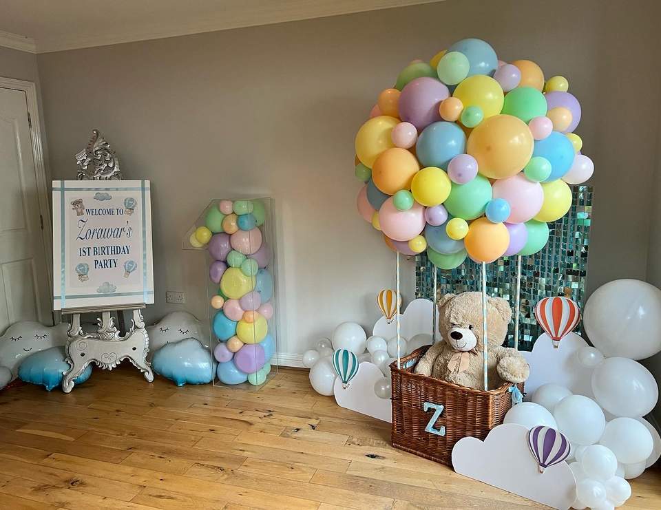 Pastel hot air balloon birthday up up and away 1st birthday