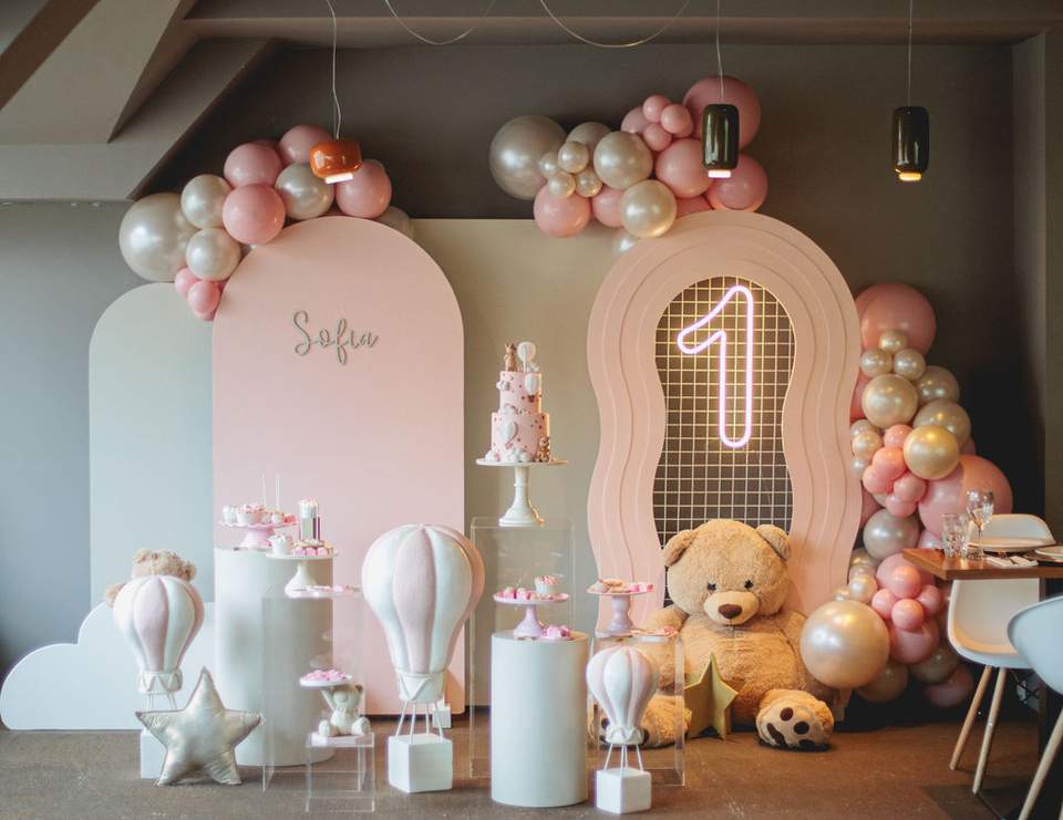 Cute teddy bear in hot air balloon - cute teddy bear in hot air balloon