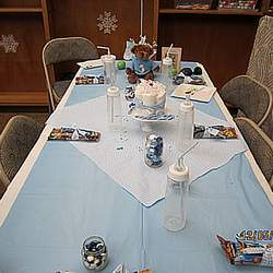 "Oh Boy!" Baby Wesley's Little Boy Blue Shower - Blue & White Ginham Check & Diapers