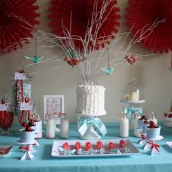 Red & Aqua Christmas Dessert Table - Christmas Party