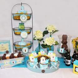 Chocolate Bunny Easter Party - Chocolate Bunny, turquoise, yellow and white