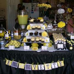 Ed & Yvette's Wedding Shower - yellow & black w/white polka dots