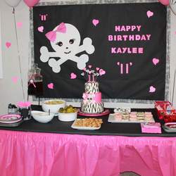 Kaylee turn's 11 -  Pink And Black Zebra Skull