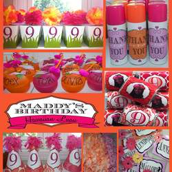 Orange & Pink Hawaiian birthday for a 9 year old. - hawaiian party