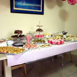 'High Tea' Cancer fundraiser - Pink, White And Red with Vintage Tea sets
