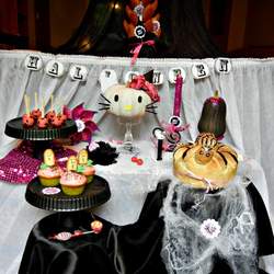 Black and pink halloween party, a little Hello Kitty - black, pink, hello kitty