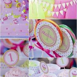 Malika's First Birthday Party - Pink & green Polka dots 