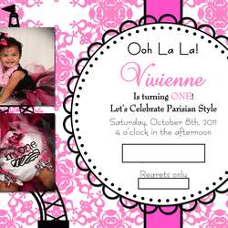 Vivi's 1st Birthday--Paris / Eiffel Tower - Parisian, French, Paris, Pink, Pink and black