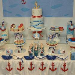 Ocean Swirl Nautical Dessert Table - Ocean Swirl Nautical Dessert Table
