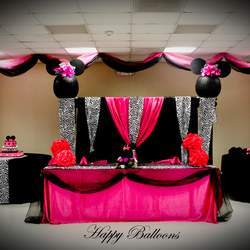 Glorys 1st Birthday - Minnie Mouse Zebra/Hot Pink