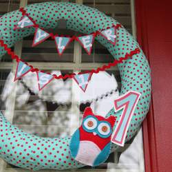 Kyler Turns One! - Red & Aqua Owl Party