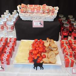 Annual Kids Christmas Party - Red & Black Deer Silhouettes