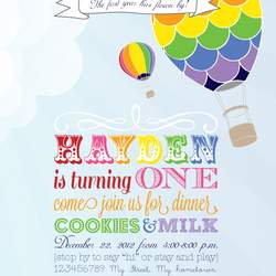Rainbow Hot Air Balloon Birthday Party - Rainbow, Hot Air Balloons, Cookies and Milk