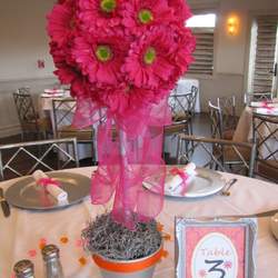 Harper's 1st Birthday Brunch - Fuschia & Orange Daisy Theme
