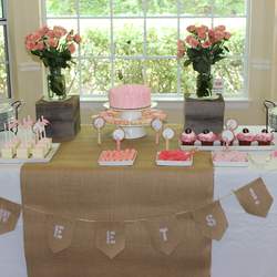 Kelis baby girl shower - burlap, lace and pearls