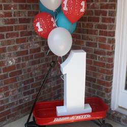 Fulton's 1st Birthday - little red wagon