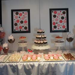 Kelly's Baby Shower - Pink and brown polka dot 