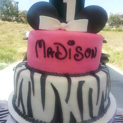 minnie and madison turn 1 - Minnie Mouse Zebra/Hot Pink