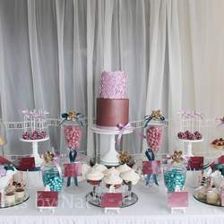 Burgundy, Lilac and Teal Dessert Table - Burgundy, Lilac and Teal