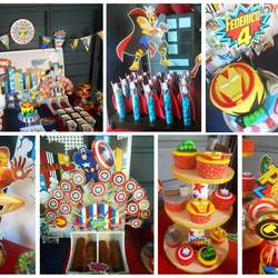Cumpleaños Los vengadores + Bautismo en pajarito en celestes - los vengadores / Pajaritos
