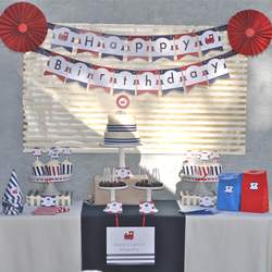 Rugby Striped Train Birthday Party - Trains, train