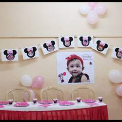 Minne Mouse First birthday  - Minne Mouse-  pink black and white 