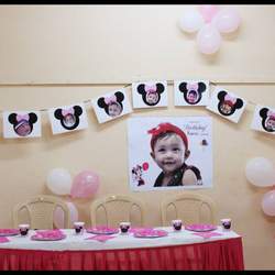 Minne Mouse First birthday  - Minne Mouse-  pink black and white 