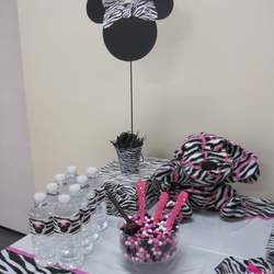 Meredith's Baby Shower - Hot pink and zebra with Minnie Mouse