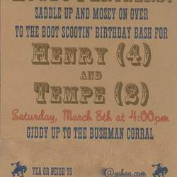 Henry's 4th & Tempe's 2nd Birthday Bash - Wild West Boot Scootin' Birthday Bash