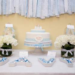 Sweet and Simple Baptism - Baby blue with lace