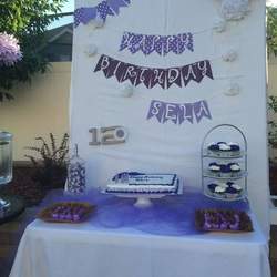Selas 12th birthday party - purple and white 12th birthday party