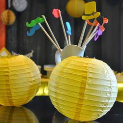 D's second birthday - Yellow and white with trains.