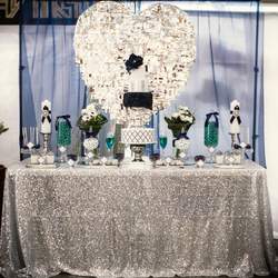 Shimmering Bridal Dessert Table - Blue, White, Silver and plenty of shine